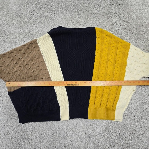 Maeve Sweater Womens Medium Petite Colorblock Cable Knit Oversized Anthropologie - Picture 8 of 11